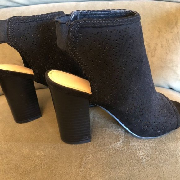 Women's 3-inch Black with Mesh Pattern High Heel Black Dress Shoe Size 5.5 - Picture 9 of 11